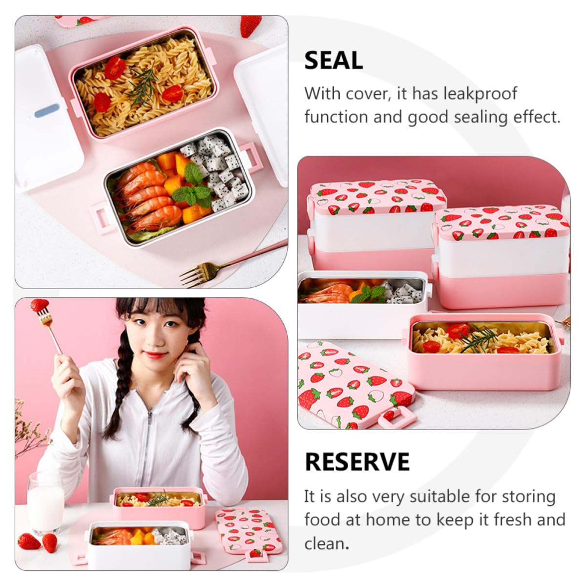 Bento Box Portatile 2 Livelli in Pp, Contenitore Pranzo Microonde | Back To School Party, Scuola e Ufficio, Overflow Resistance e Isolamento Termico