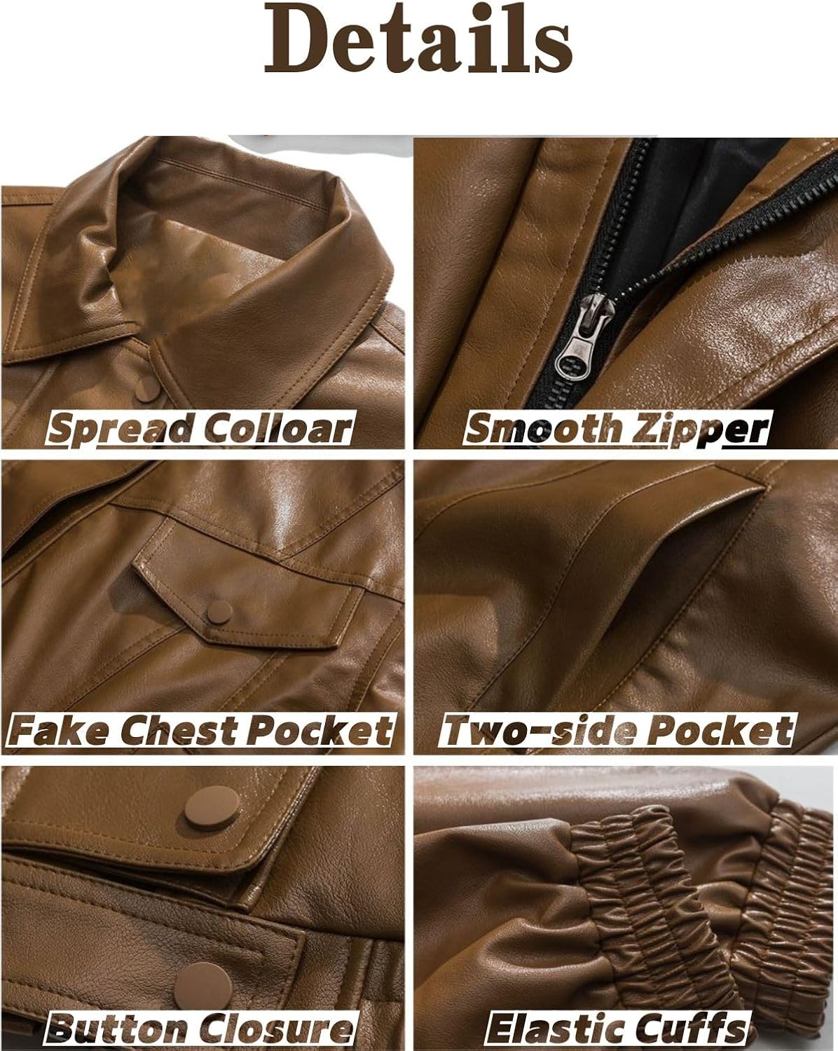 Aelfric Eden Womens Oversized Leather Jackets Mens Faux Leather Bomber Jacket 90s Vintage Biker Racing Moto Jackets - Image 5