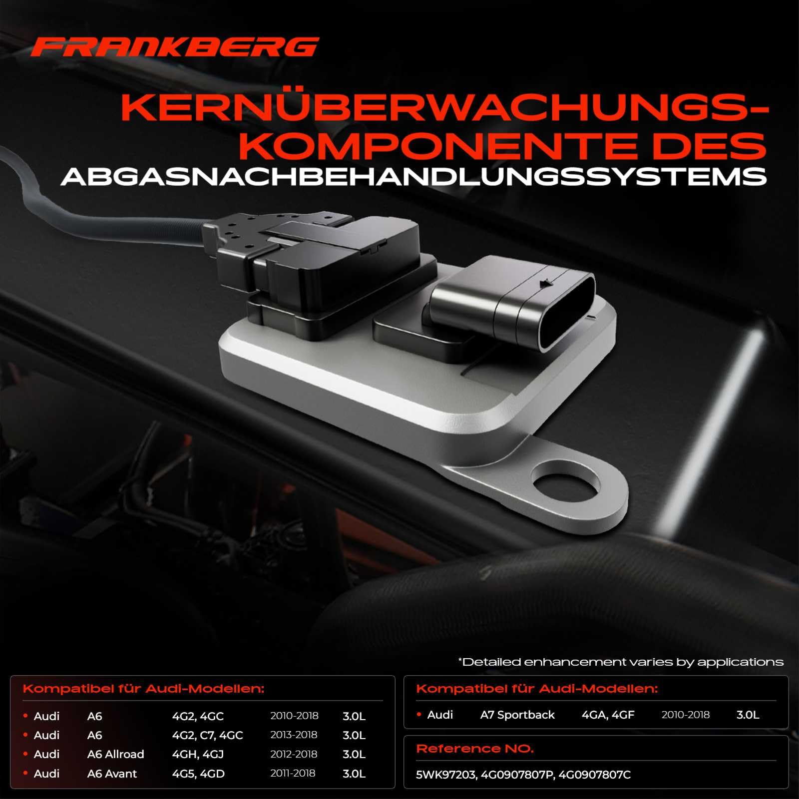 Frankberg Noxsensor Klopfsensor Sensor Hinten 5-Polig Kompatibel mit A6 Allroad 4GH 4GJ A6 Avant 4G5 4GD A6 4G2 4GC A7 Sportback 4GA 4GF A6 4G2 C7 4GC Replace# 4G0907807C
