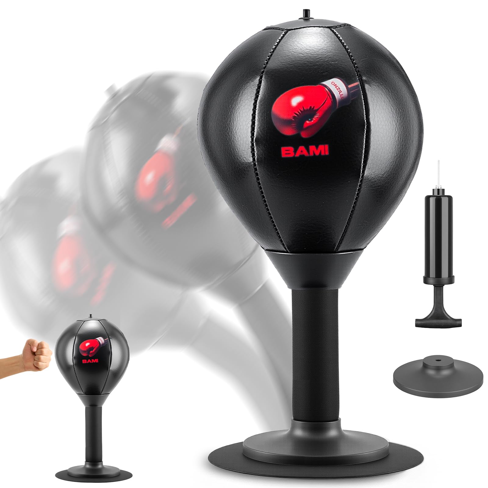 Desktop Punching Bag, Small Relaxing Punch Rage Bag Stress Relief with Upgraded Strong Suction Cup & All-Around Foam Protect Spring, Portable Tabletop Boxing Ball for Adult Youth Office Friends Home