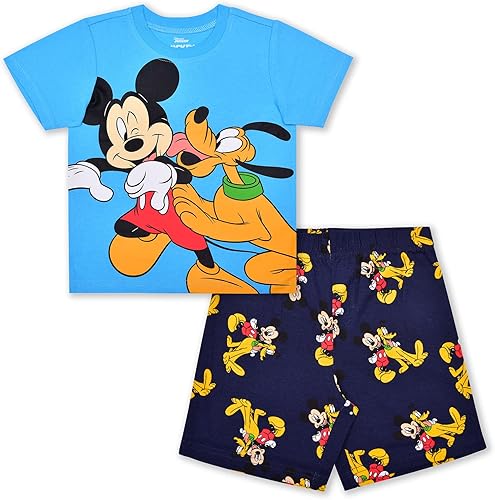 Disney Mickey Mouse and Friends - Conjunto de camiseta de manga corta y pantalones cortos para bebés, niños pequeños y niños pequeños