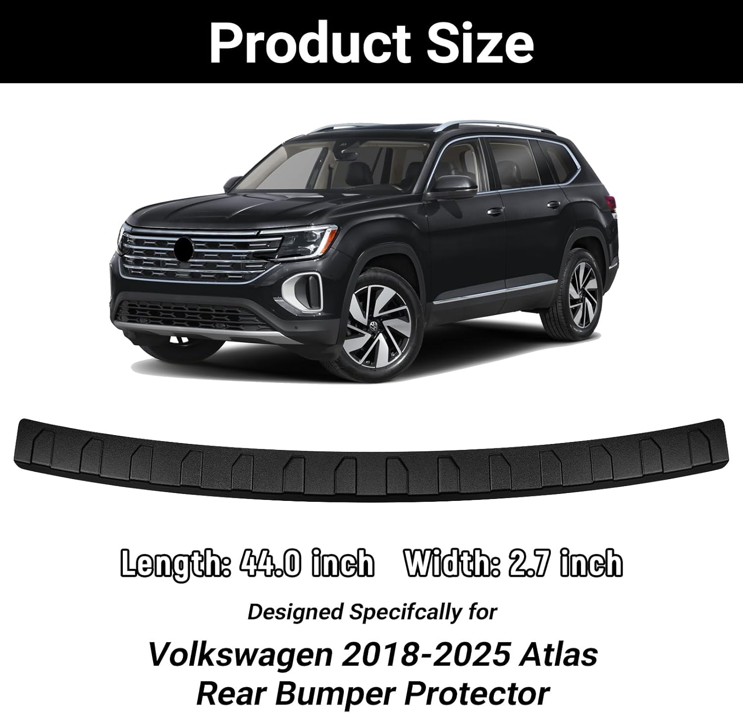 Rear Bumper Protector for Volkswagan VW 2018-2024 2025 2026 Atlas Car Accessories (Not Fit Atlas Cross Sport) ABS Plastic Material Matte Black Resistant Trunk Door Entry Guards
