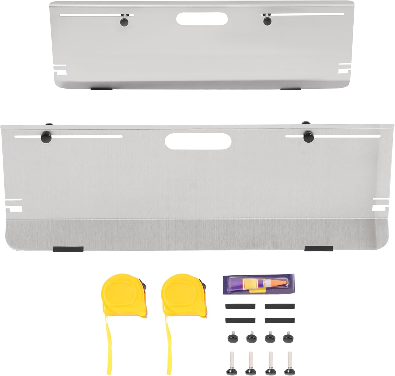 ECOTRIC 2-Pack Toe Plates Wheel DIY Alignment Tool, 4 Probes Angle Adjustment Toe Plates, W/Double Tape Measures Conversion 4 Alignment Rods and Magnetic Slots Chart Aluminum