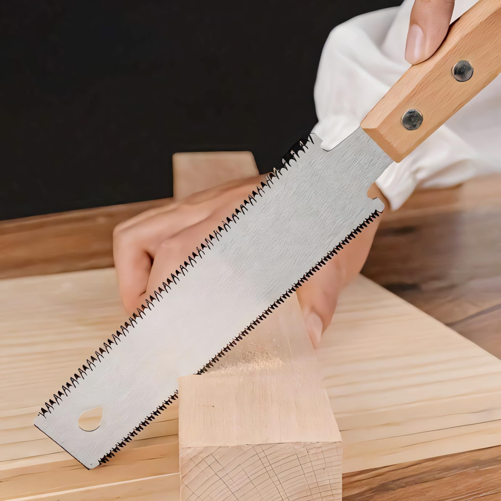 Joyan Small Japanese Woodworking Handsaw, Double Blade Pull Saw 12/17 TPI - Image 4