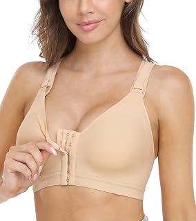 DotVol Women's Post-Surgical Bra Front Closure Wirefree Sports Support Adjustable Wide Strap Bra