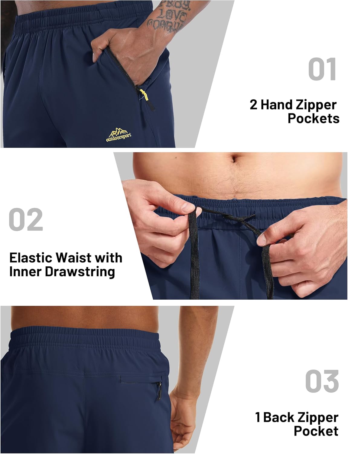 MAGCOMSEN Men's Capri Shorts Quick Dry Below Knee 3/4 Capri Pants with Zipper Pockets for Workout Running Training Summer