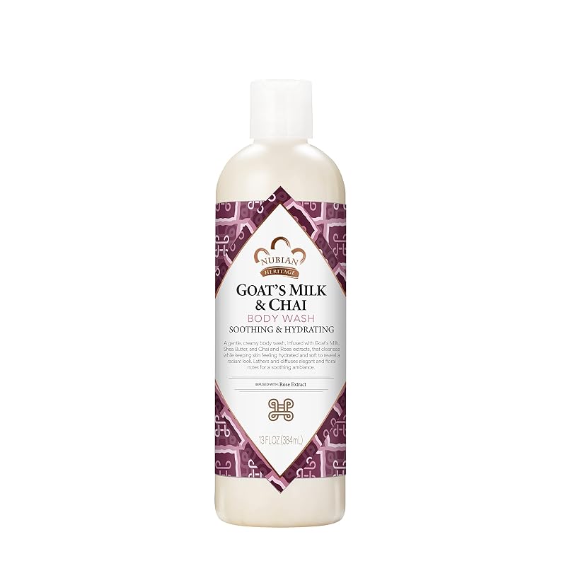 Nubian Heritage Sabonete líquido corporal com leite de cabra e chai, 384 mL