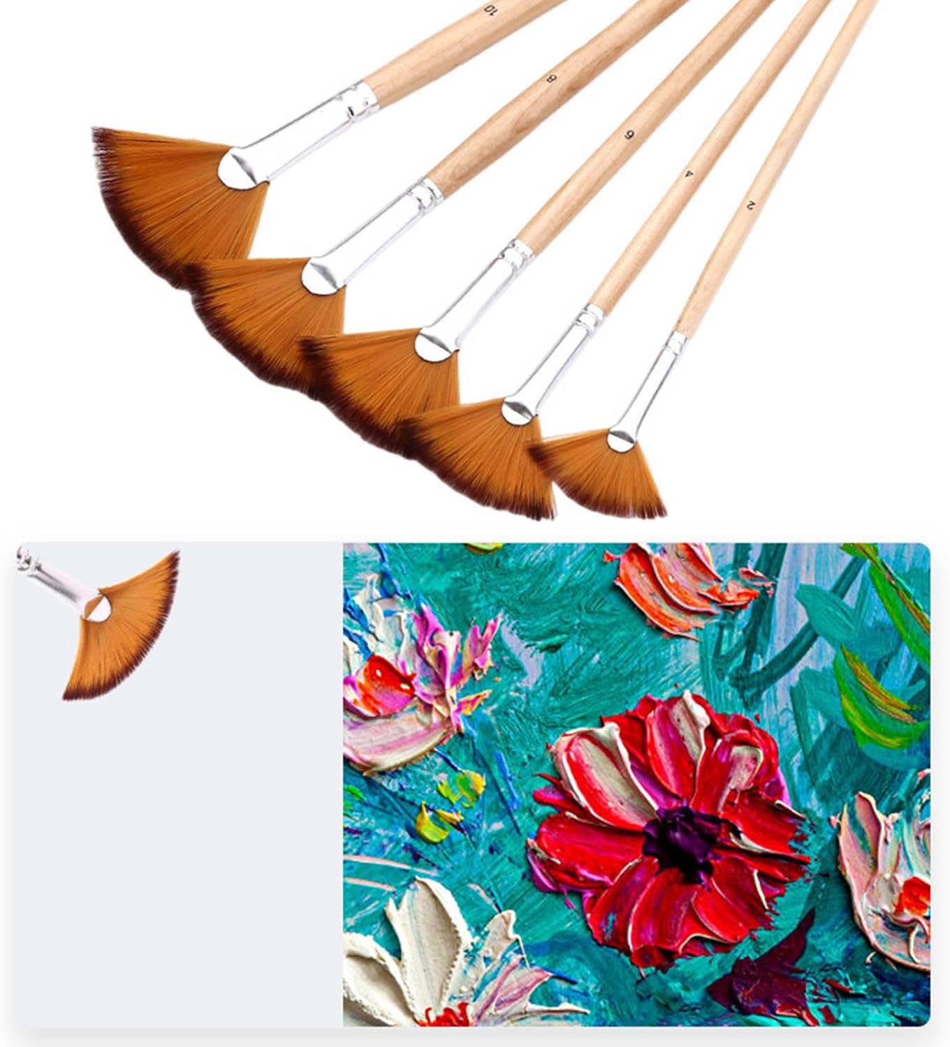 5 Pcs Fan Brushes Set Professional Acrylic Paint Brushes Artist Paintbrush for Watercolor Oil Canvas Painting