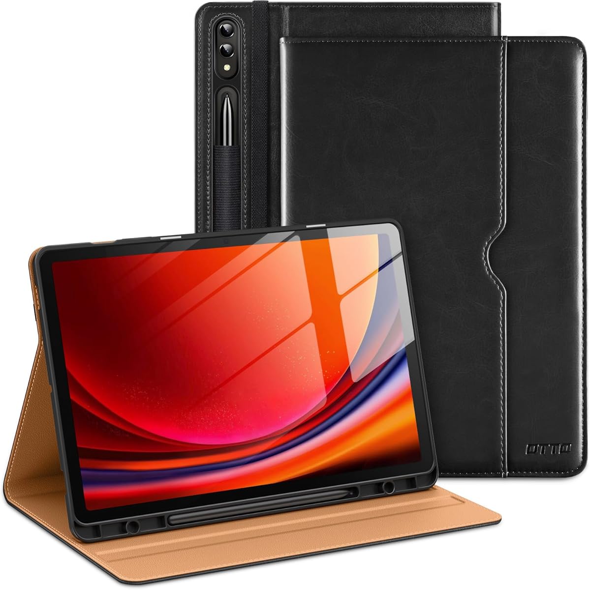 DTTO for Galaxy Tab S9 Plus Case 12.4 Inch Tablet (SM-X810/X816B/X818U), Premium Leather Business Folio Cover with S Pen Holder & Hand Strap for Samsung Galaxy Tab S9+ / S9 Plus 2023, Black