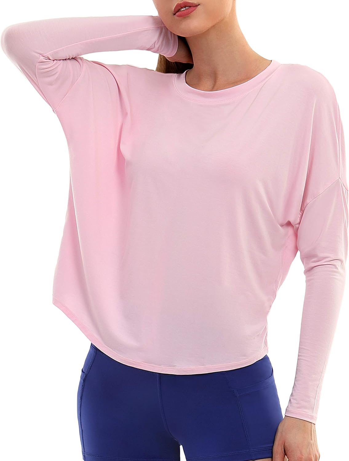 BUBBLELIME Women's Long Sleeve Basic T Shirt Crewneck Soft Stretchy Breathable Workout Sport Tops