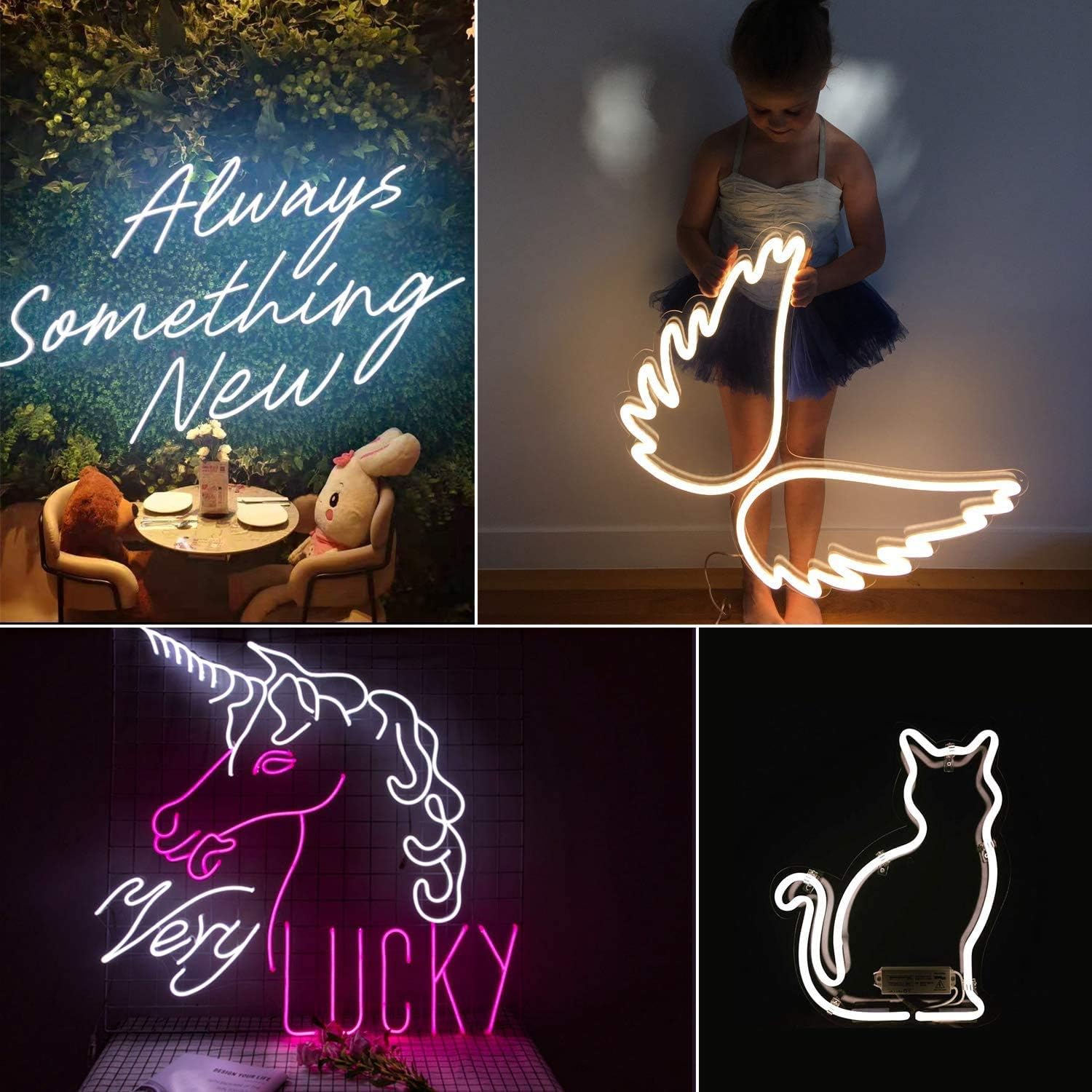 Shine Decor Bundle Products of Aluminum Mounting Clips Brackets Pack with White 5M/16.4ft White LED Neon Rope Lights Kit