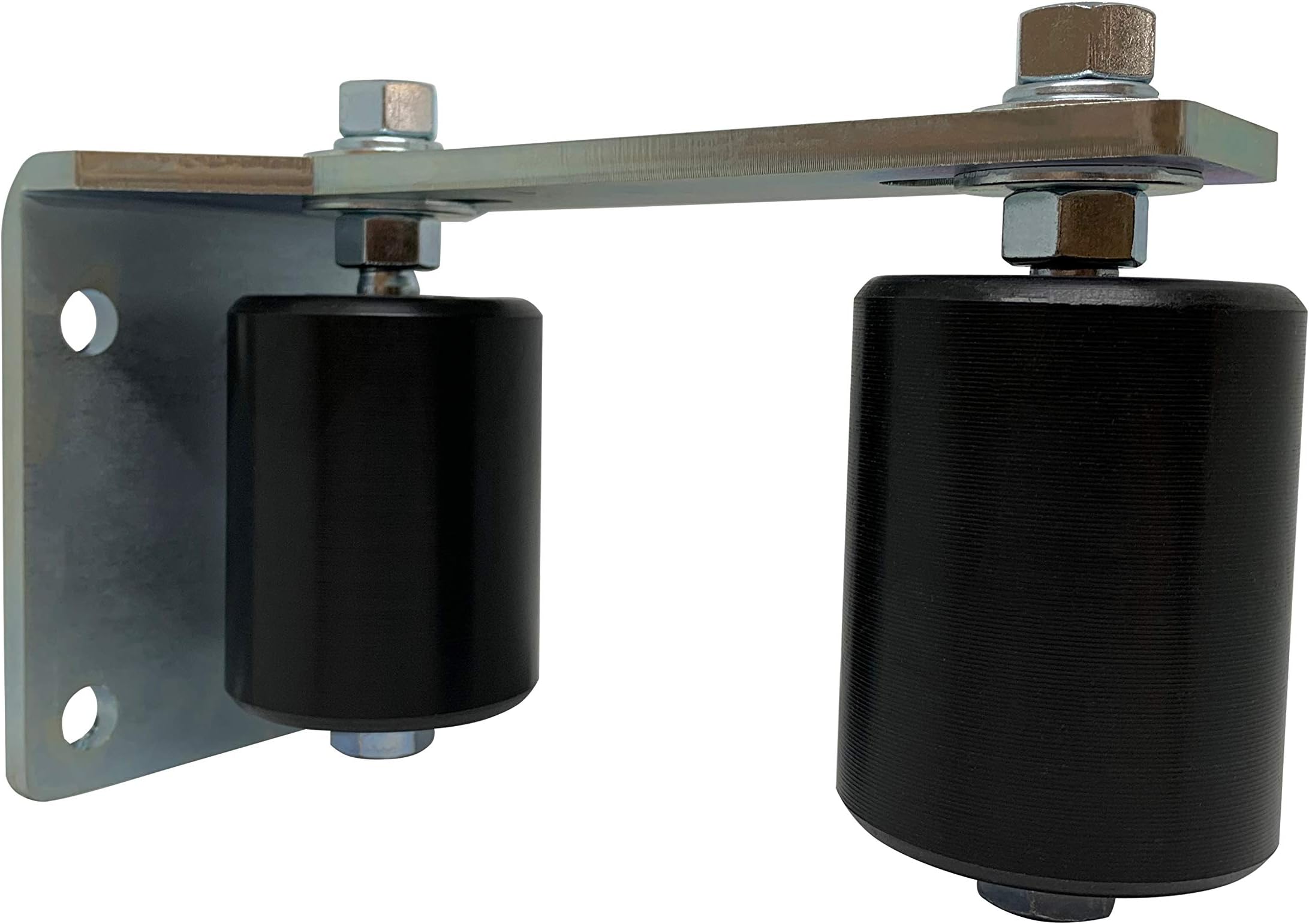 Slide Gate Guide Post Rollers 3" Black L Rear Adjustable Bracket Mount Double Hard Nylon Rollers Heavy Duty Steel Gate Guider Support Assembly for Sliding Rolling Gates-Made in The USA