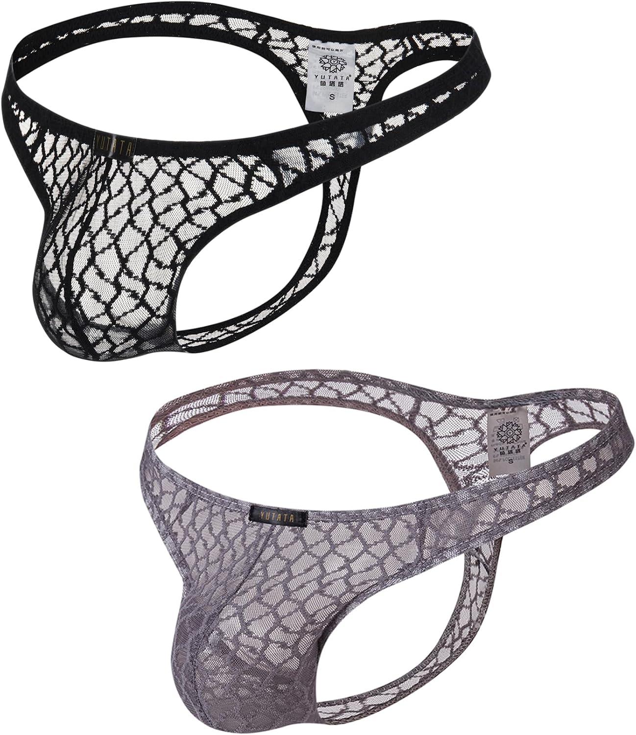 Mens Lace Thong Underwear 2 Pack Soft T-Back G-String, S-XL