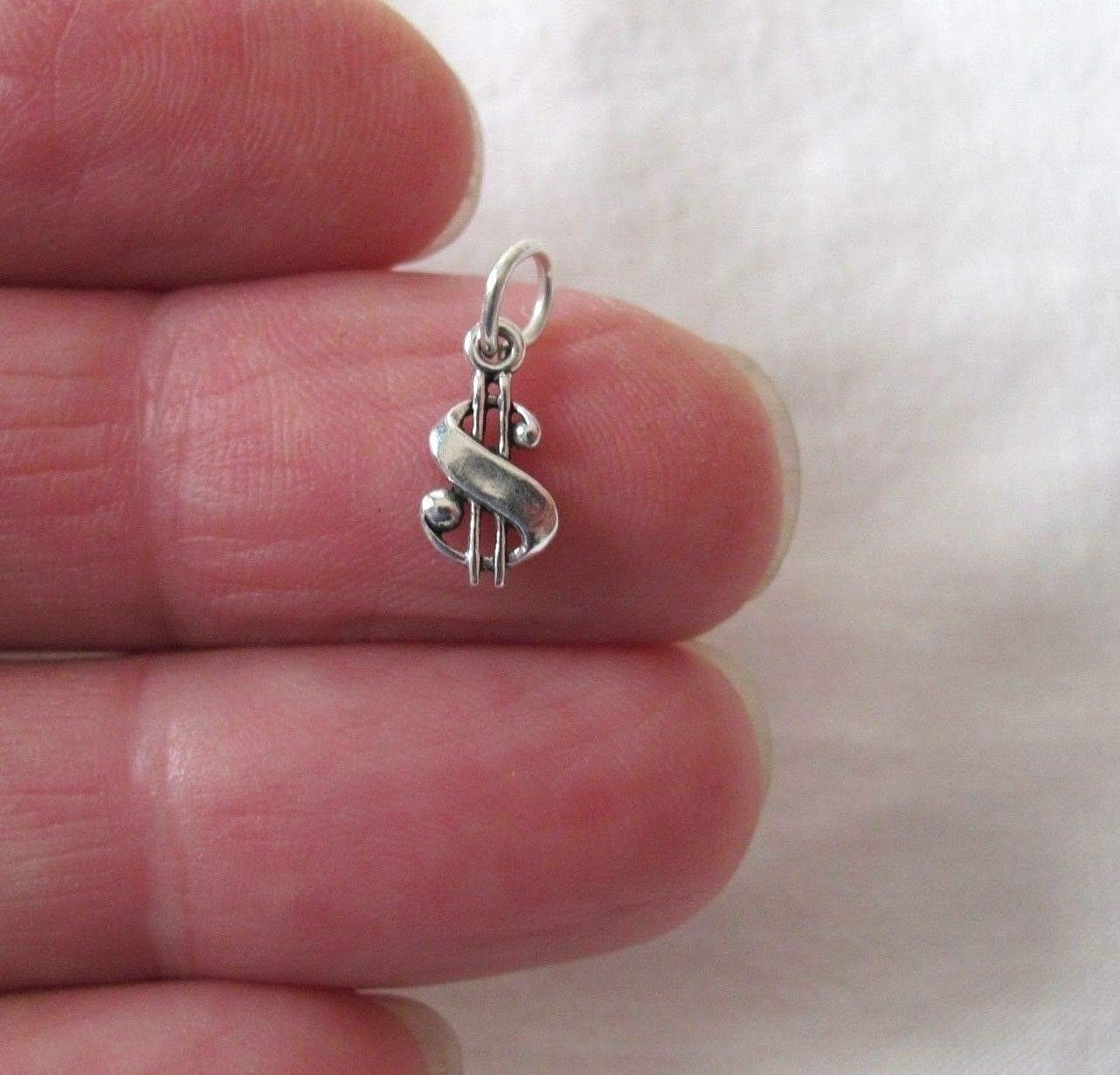 Small Sterling Silver Dollar Sign Mini Tiny Charm - Jewelry Making DIY Crafting Charm Beads for Bracelets