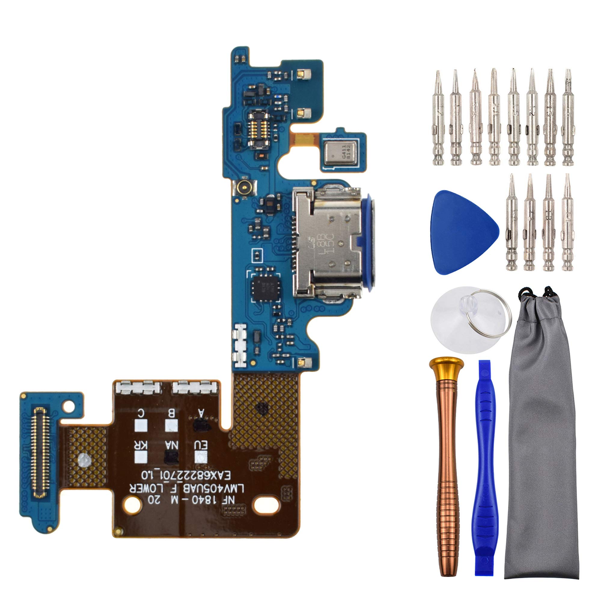 sunwaysUSB Charger Port with Microphone and Water Proof Rubber Ring Replacement for LG V40 ThinQ LMV405UAB
