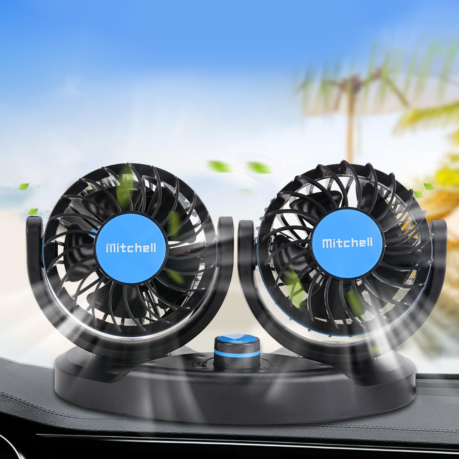 Auto Cooling Dual Head Electric Car Fan: 4In Low Noise Rotatable Air Fan for Car