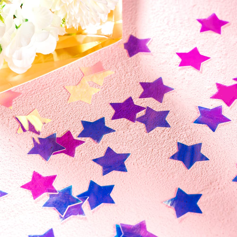 Confeti holográfico de estrella iridiscente para decoración de mesa para baby shower, fiesta temática de cumpleaños, 1.2 pulgadas de diámetro, 200 unidades