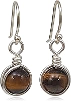 Vista 1 de Pendientes de gota de ojo de tigre de plata esterlina, joyas colgantes de piedras naturales hechas a mano