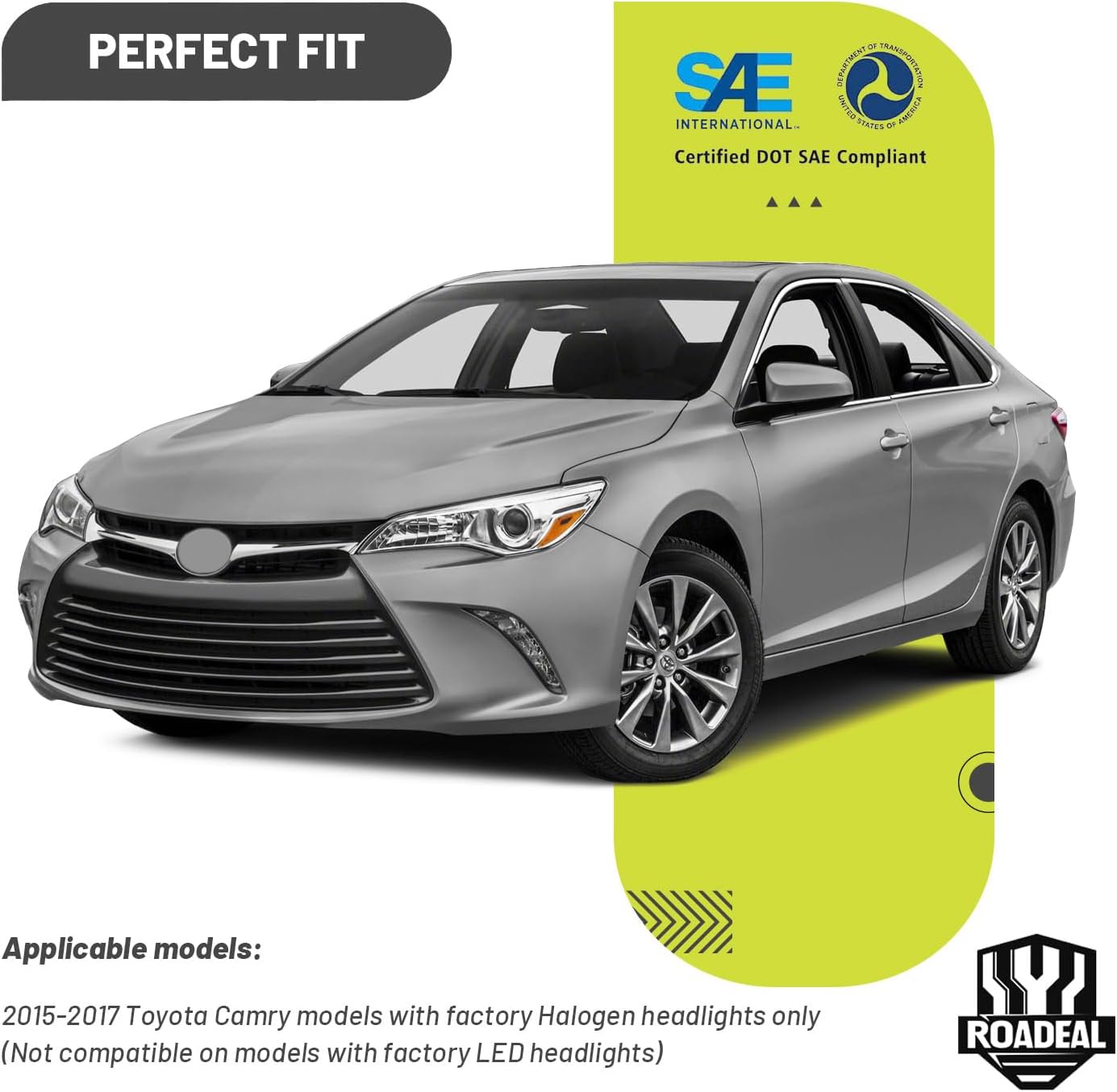 Headlights W/Bulbs for 2015-2017 Toyota Camry Only 4-Door Sedan Halogen Headlamp Replacement Driver & Passenger Side