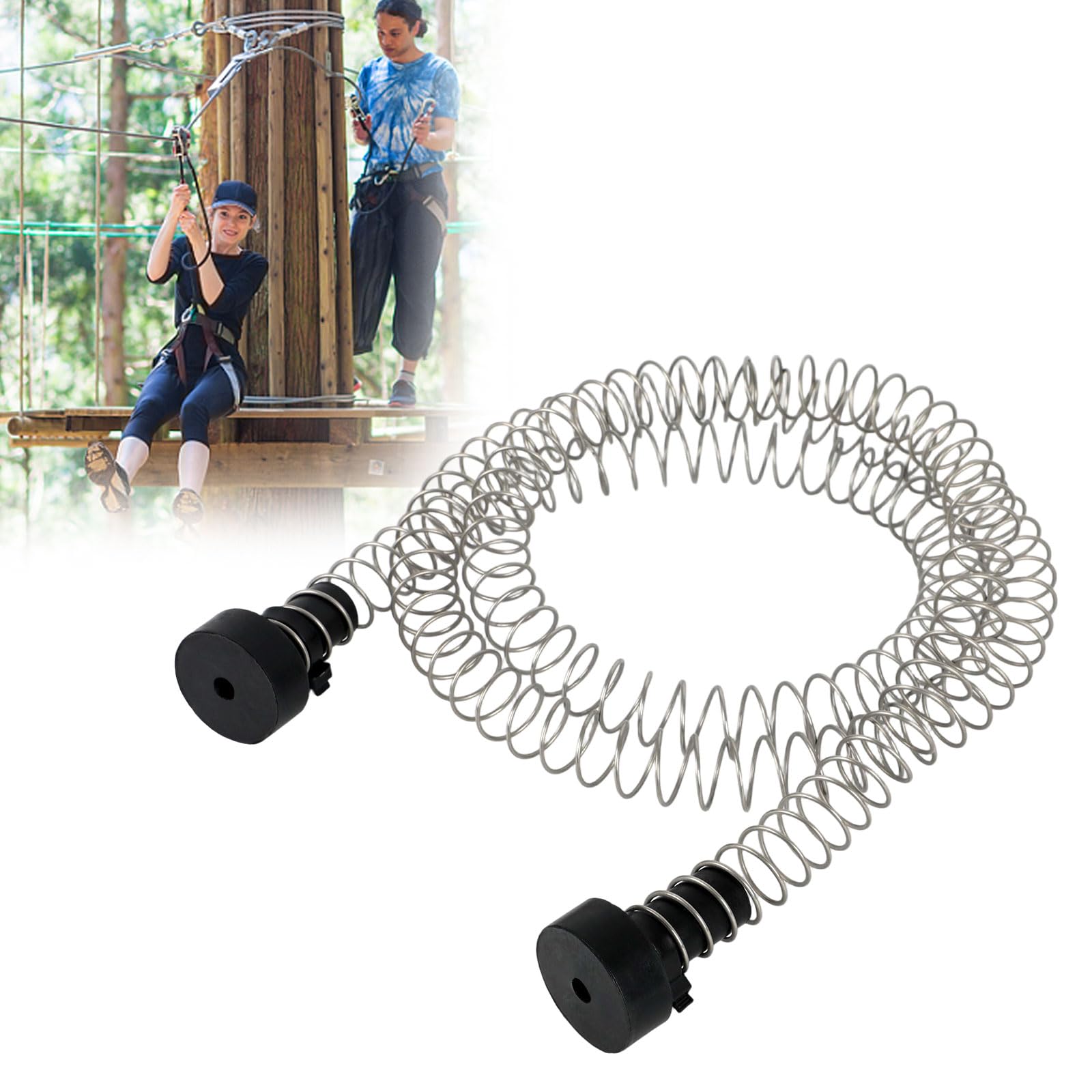 Zipline Frein à ressort 2 m, frein à zipline en acier inoxydable à haute résistance, système de freinage à fermeture éclair robuste, pour câbles de 3/16 1/4 5/16 3/8"