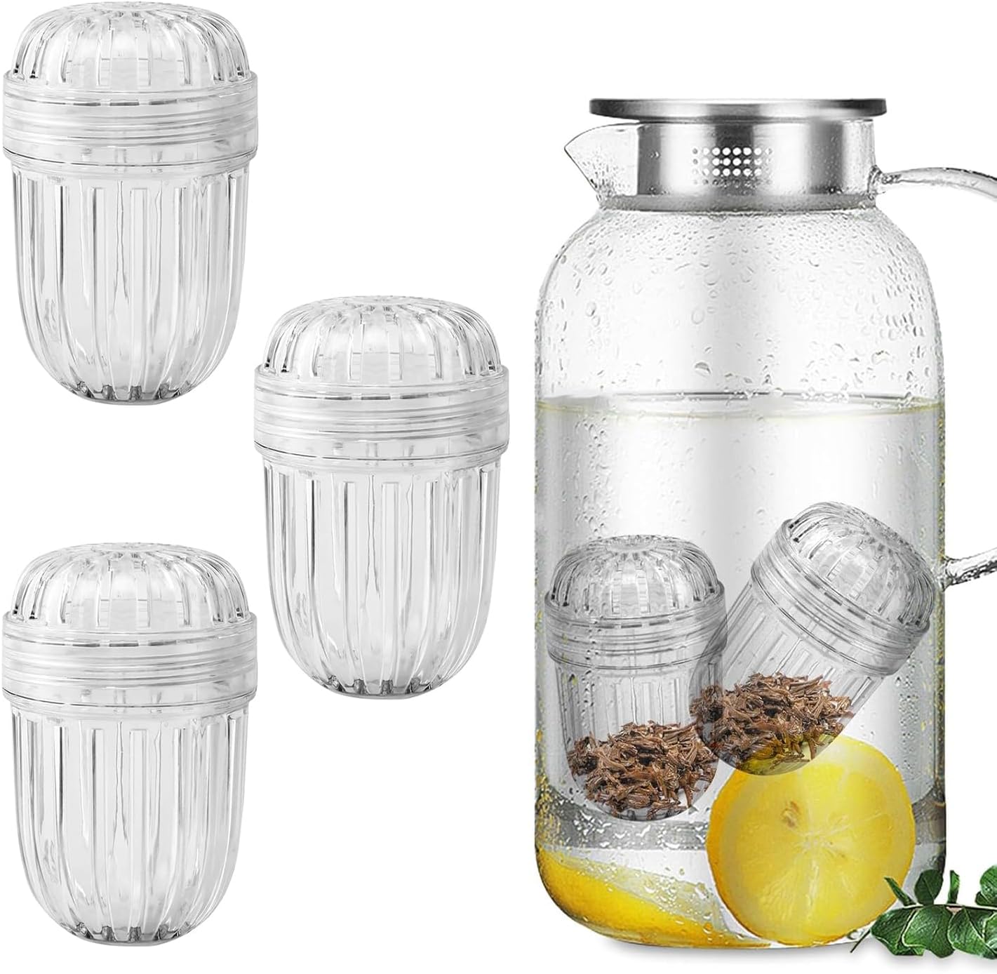 3Pcs Fruit Infuser, Fruit Infuser Inserts for Wide Mouth Water Bottles, Fruit Diffuse Tea Infuser Strainer Filters Compatible with 32-40oz Tumblers (Ice Cube Compatible)