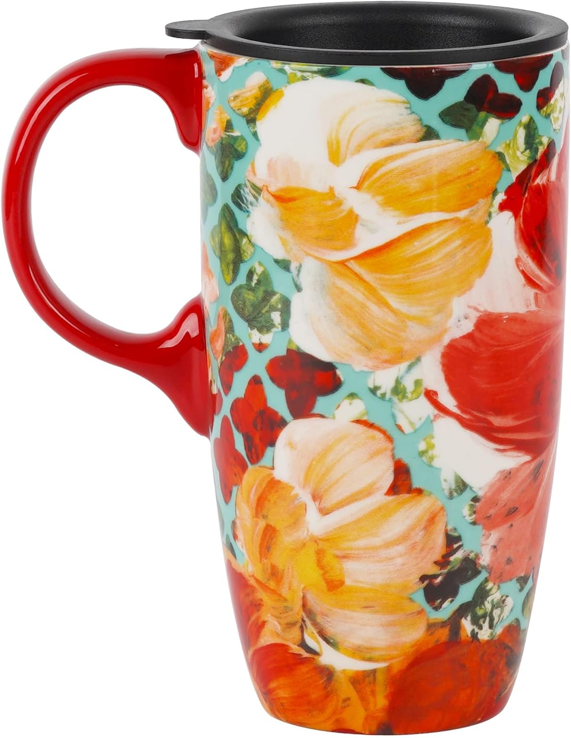 Topadorn Coffee Ceramic Mug Porcelain Latte Tea Cup With Lid 17oz., Break Free - Image 9