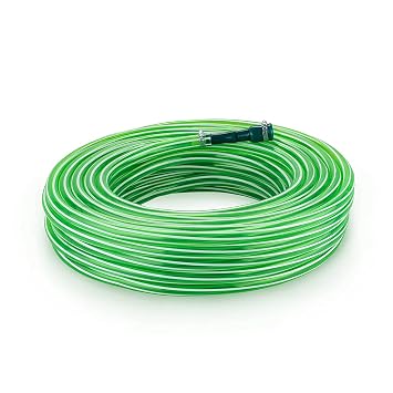 Garbnoire 5M 0.75Inch PVC Green Striped Pipe| Lightweight, Durable & Flexible| Accessories Hose Connector & Clamps| Watering Garden, Cleaning| Outdoor-Indoor Use (5 Meter (16.4 ft))