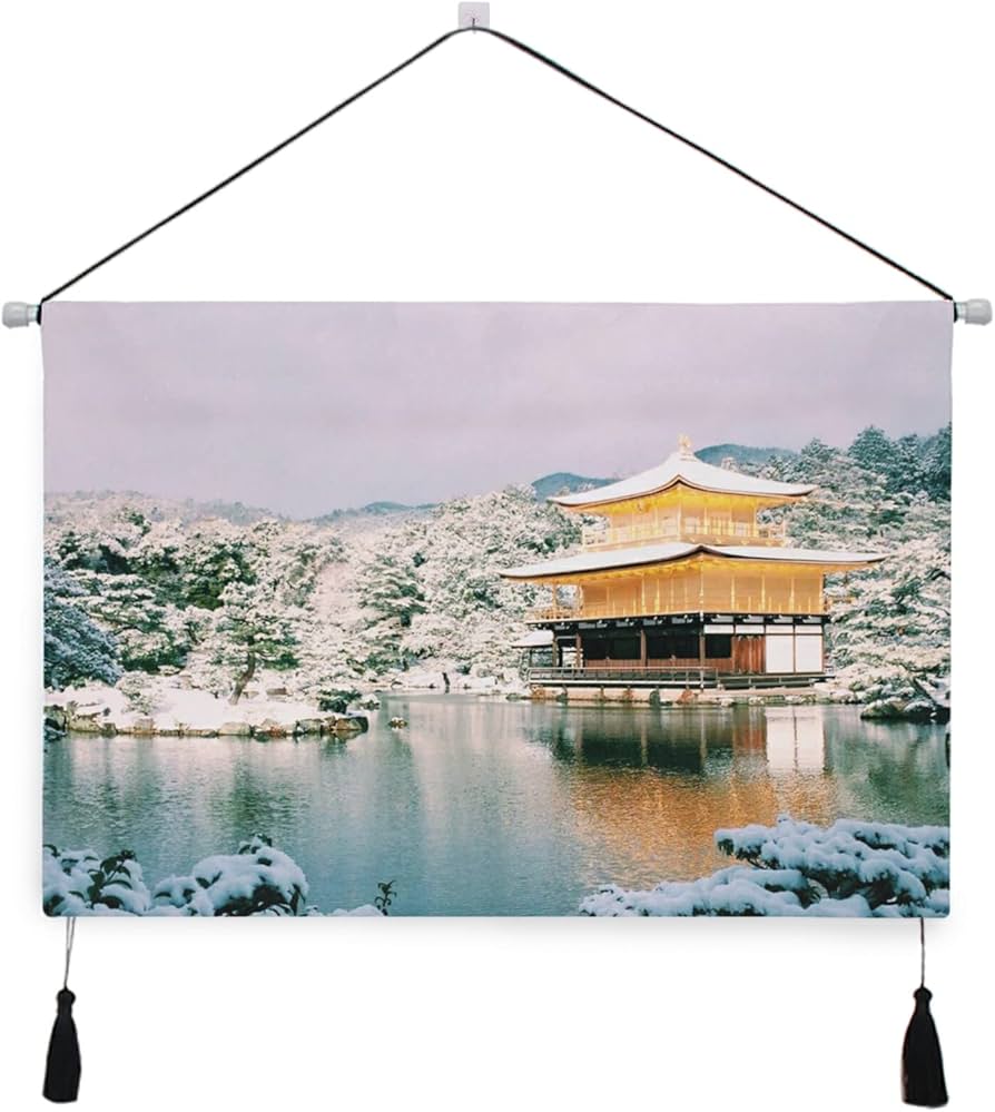 掛け軸 英観 雪中金閣寺 絹本 希少 軸装 茶道具 掛軸 です。 【公式通販】