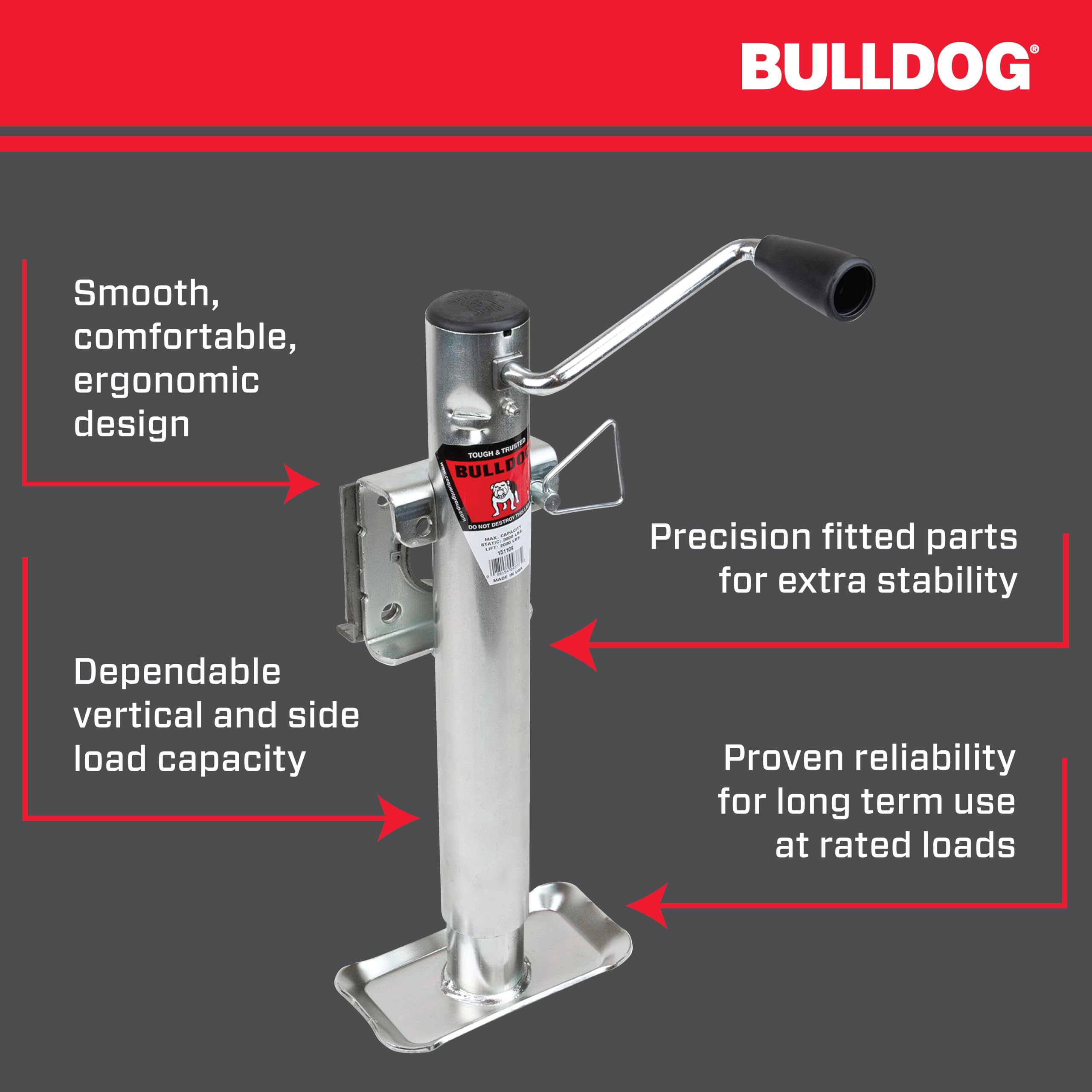 Amazon.com: Bulldog 151109 Round Trailer Jack, Side Mount