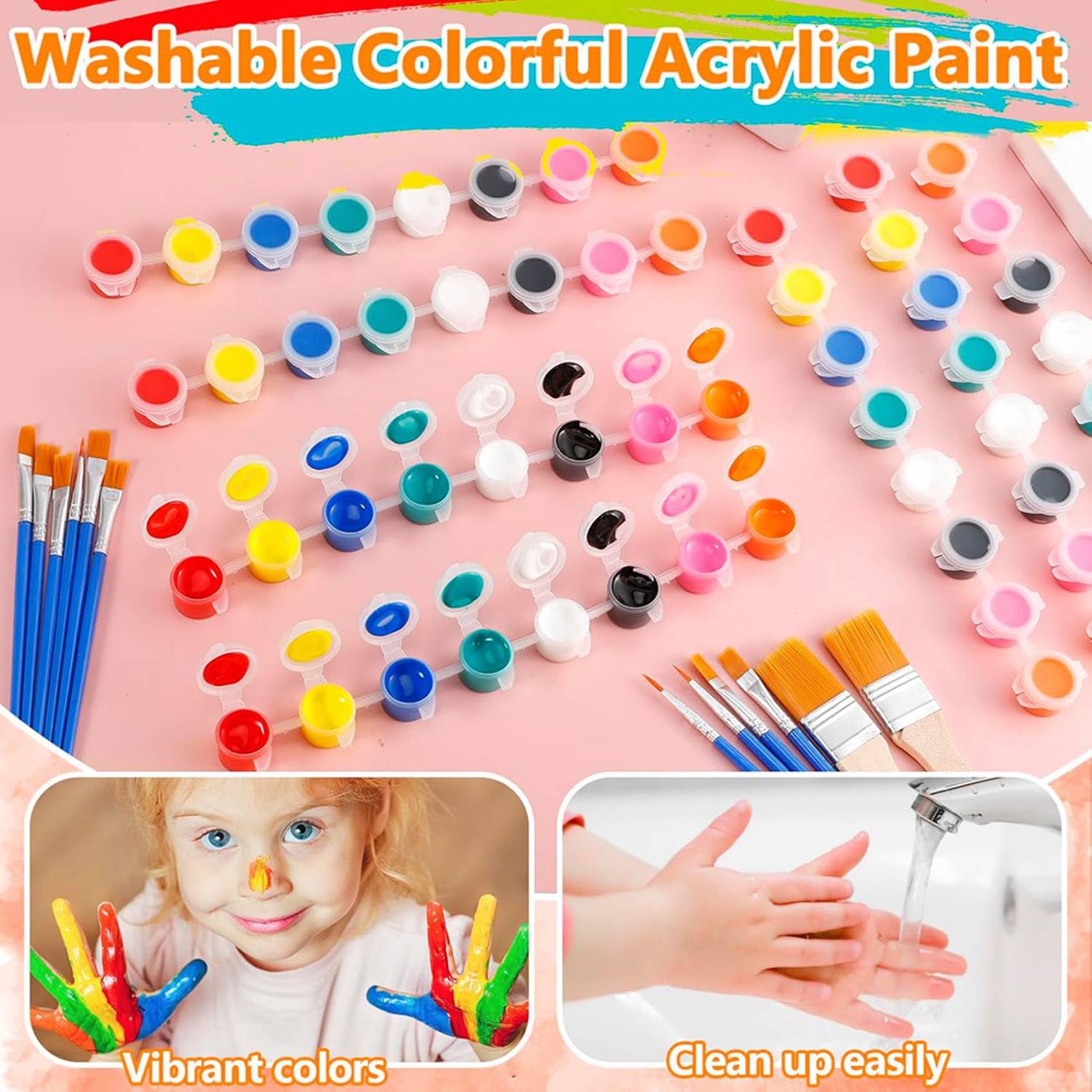 Set da 40 Mini Colori Acrilici, per Pittura Artistica e Artigianale, Set di Colori Lavabili per DIY per Feste di Compleanno A Casa