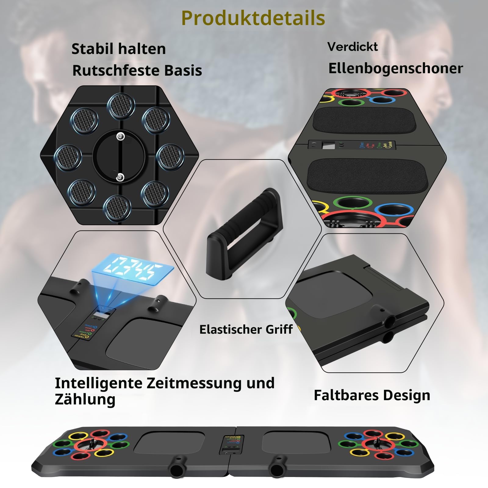 Liegestütze Brett 24 in 1 Push Up Board, Faltbares Multifunktions Liegestütz Liegestützbrett Bar Home Gym Calisthenics Equipment Fitnessgeräte für Zuhause Brusttrainer