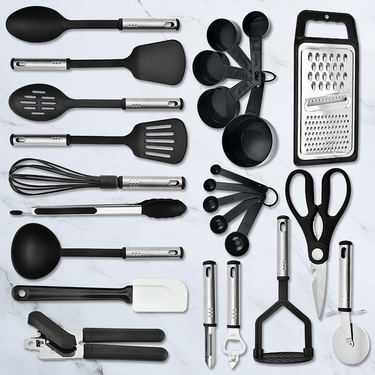 25 Pcs Nylon Kitchen Tools & Spatula Set with Holder, Cooking Utensils Set for Nonstick Cookware, Kitchen Tools Set