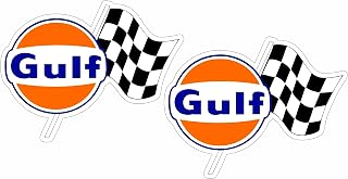 Gulf Racing Checkered Decal Cup Car Mug Bottle Helmet Laptop Vinyl Bumper Sticker