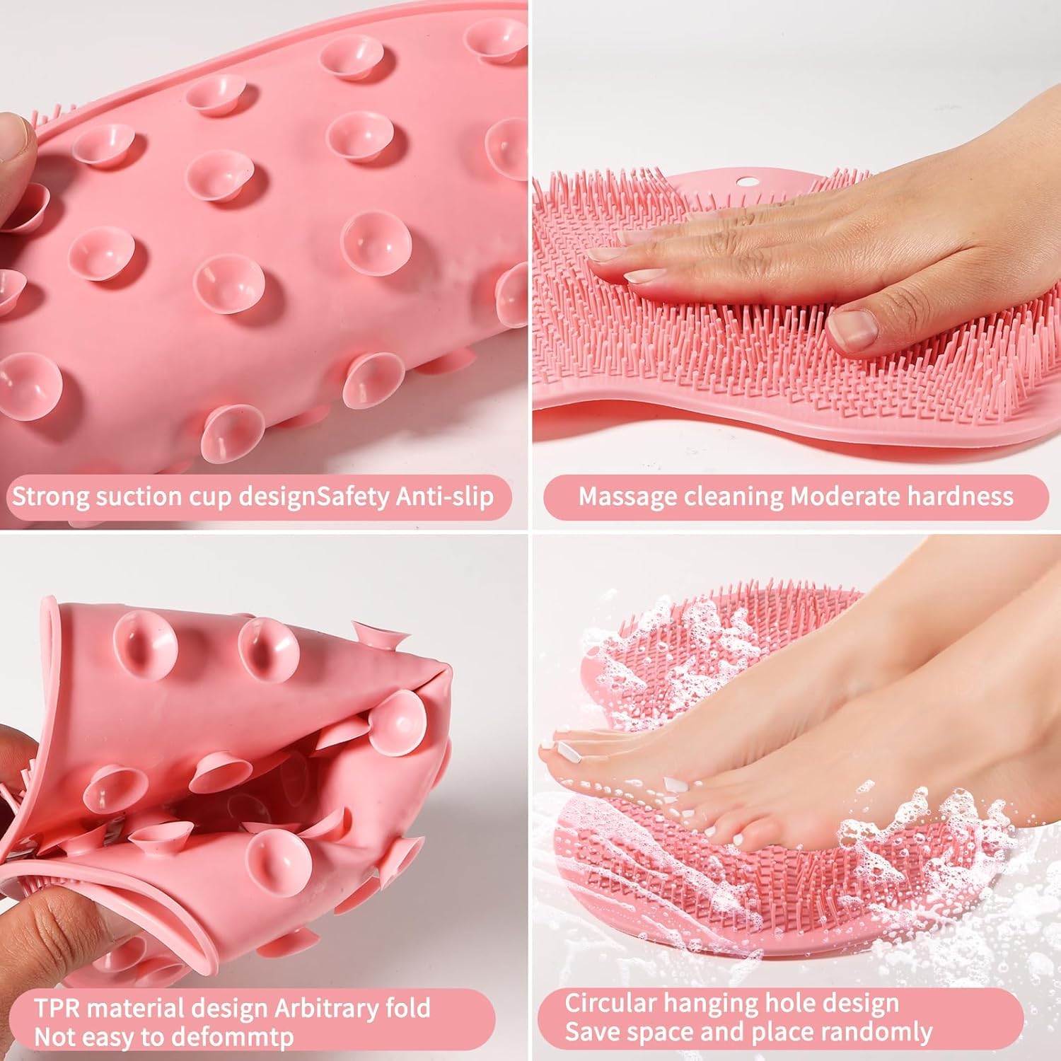 Koffing Shower Foot and Back Scrubber Mat Wall Mounted Shower Foot Scrubber with Suction Cups Exfoliating Silicone Massage Foot Cleaner for Shower (Pack of 1) 3