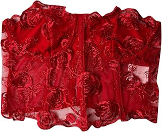 Women Corset Crop Top Punk Goth Floral Lace Bustier Corset Party Bralet Crop Top Daliy Going Out Tees Shirt