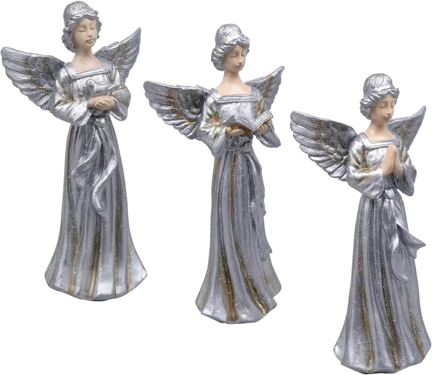 sellerstationtop Standing Praying Angel Set Statue Figurines 6 inches for Decorative Religious, Spiritual & Christian Decor Figurines and Sculptures or Decorations As Inspirational Gifts