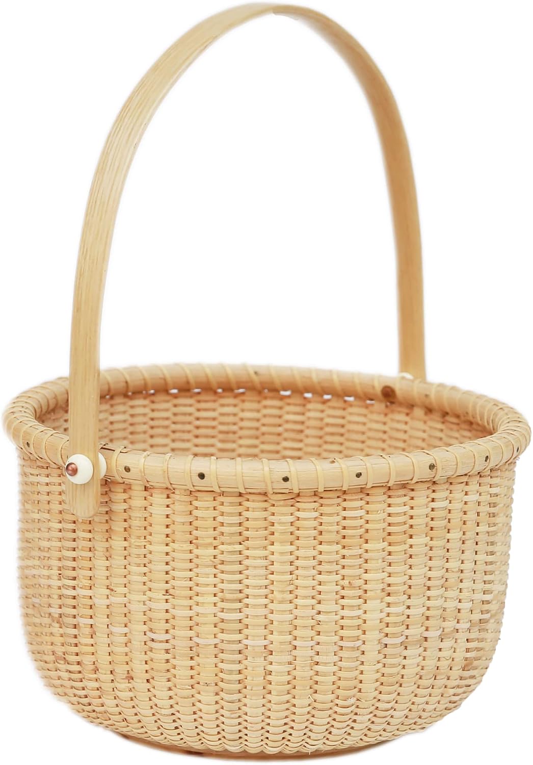Open Round Nantucket Basket with Handles Handwoven Storage Serving Baskets for Easter, Picnics, Gifts, Home Decor and More several sizes ranging from 5” 13”