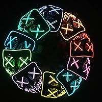 Vista 9 de Máscara LED aterradora de Halloween, máscara de purga iluminada para festival, fiesta de cosplay