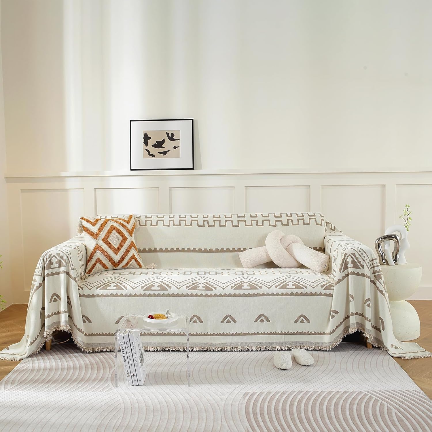 Housse lavable minimaliste chenille pour grand canapé de salon salon