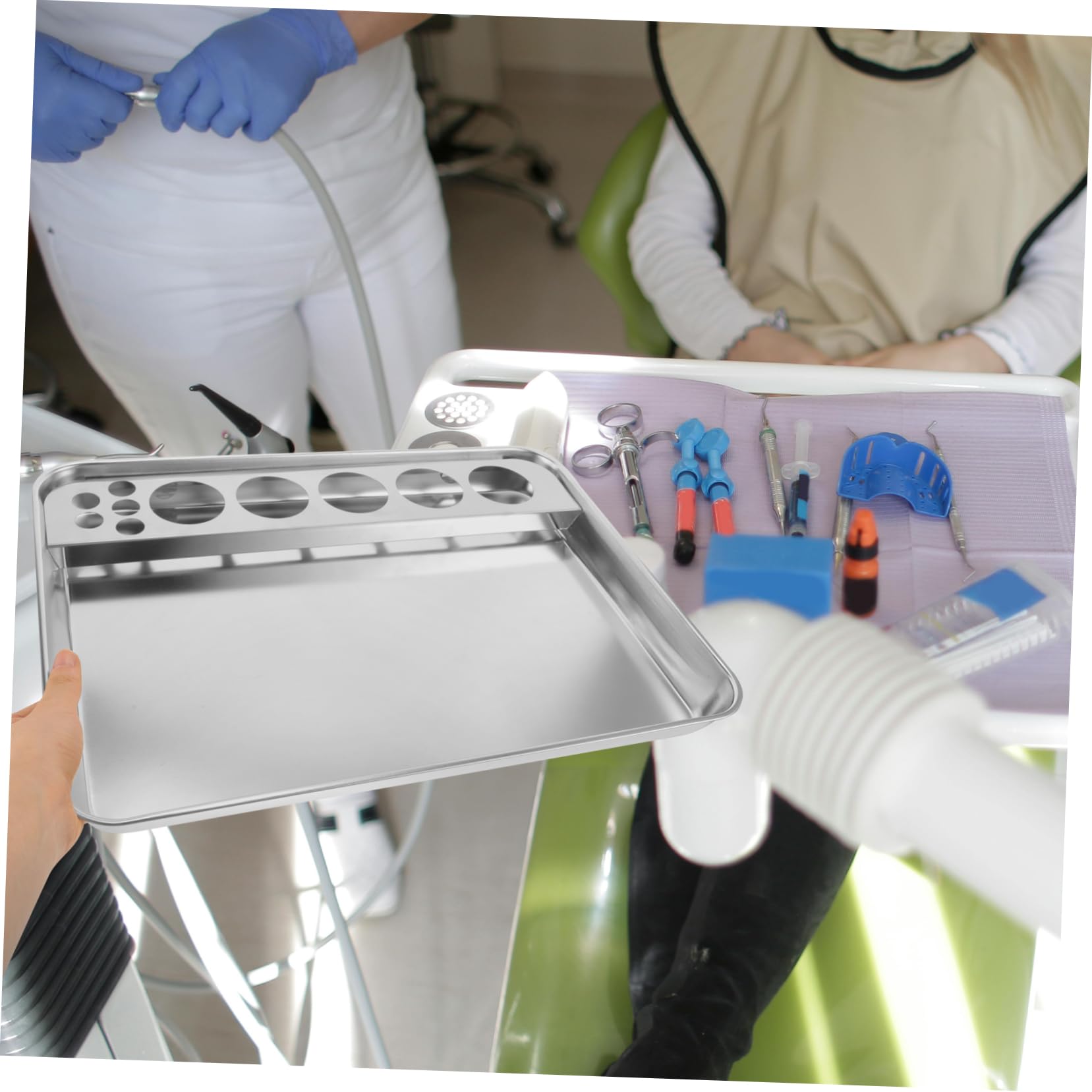 Plateau Acier Inoxydable Argenté, Plateau pour Matériel Médical, Facile à Nettoyer, Changement en Milieu Médical