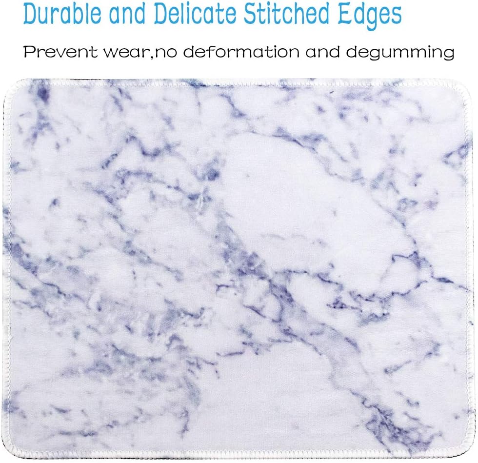 Marphe Mouse Pad White Marble Pattern Mousepad Stitch Edge Non-Slip Rubber Gaming Mouse Pad Rectangle Mouse Pads for Computers Laptop