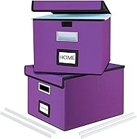Vista 50 de Caja organizadora de archivos Huolewa con tapa, organizador de carpetas de archivos plegable para almacenamiento de documentos de oficina, caja