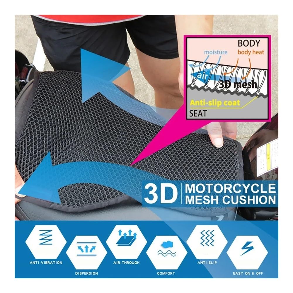 telo Moto sella Cuscino per sella moto in rete 3D. Niente più fondoschiena sudati e appiccicosi. Coprisella moto traspirante che si raffredda