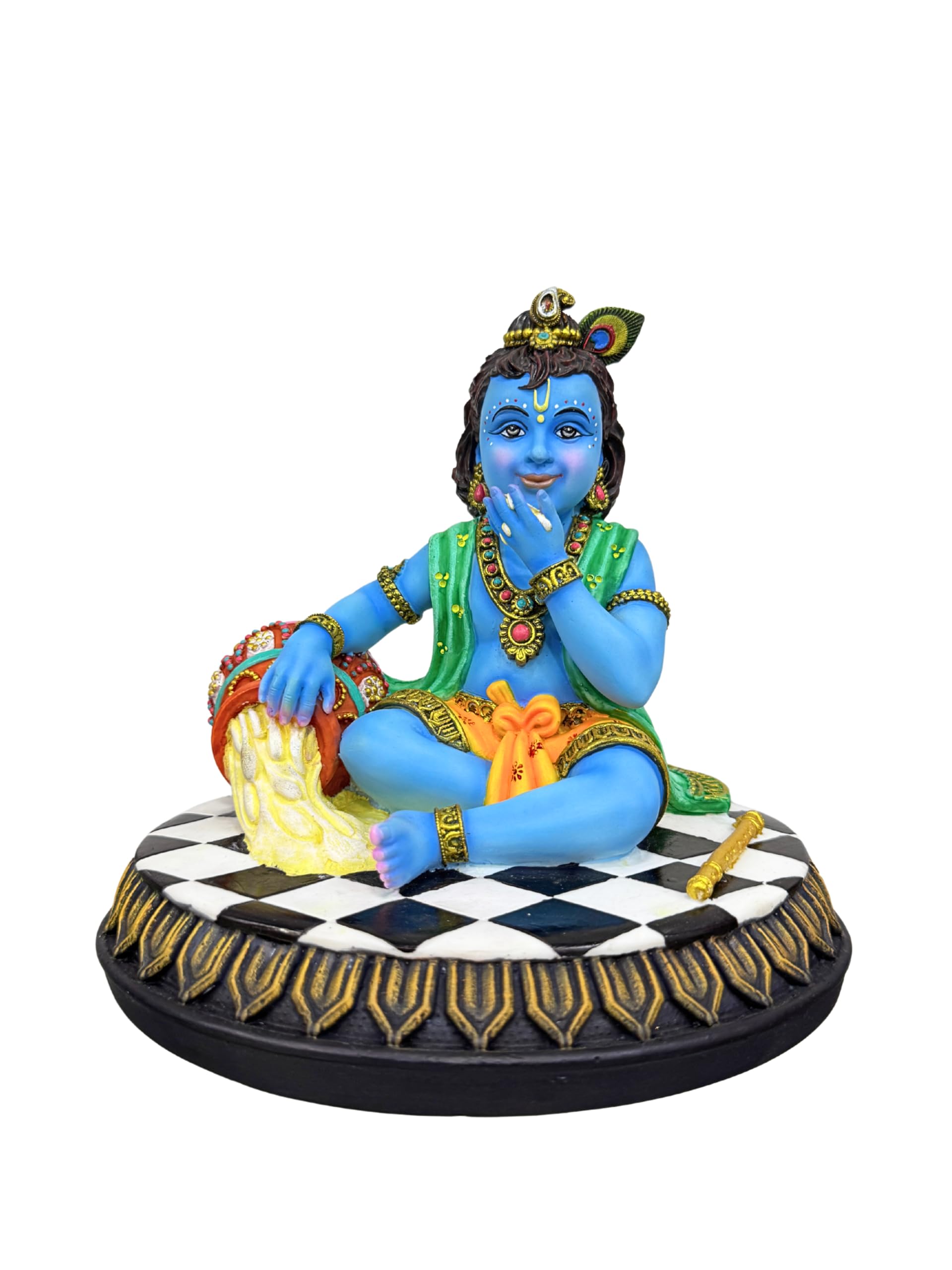 Krishna mangeant du pot, statuette en résine multicolore de 17,8 cm pour offrir