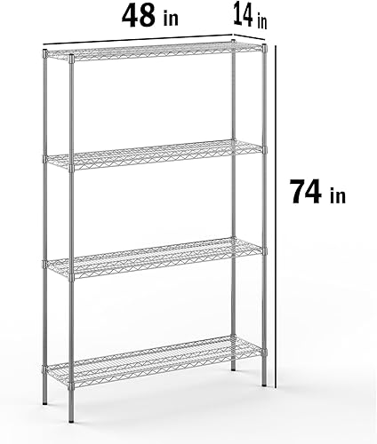 Miniatura 2 de Kit de estantería de alambre cromado de 4 niveles de 14 pulgadas de profundidad x 48 pulgadas de ancho x 74 pulgadas de alto  Unidad de estante de