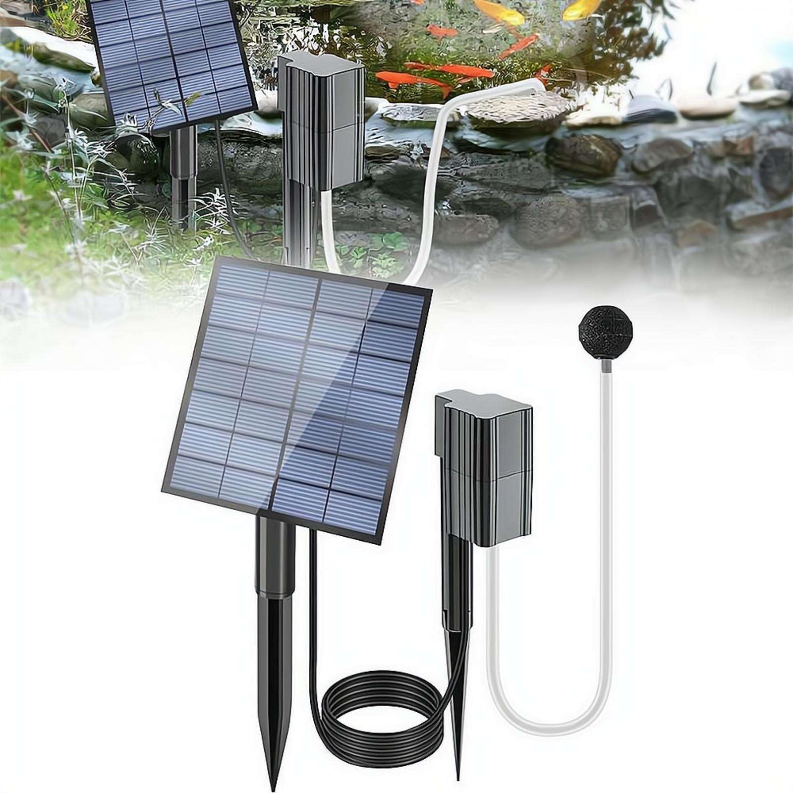 Solar Pond Aerator with Air Pump, Solar-Powered Pond Aerator with Pipe Air Bubble Stones, Solar Air Pump for Garden Fish Tank Outdoor Backyard Pool Pond Ecosystem Health