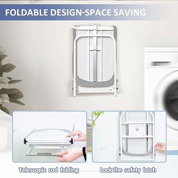 VerRich Foldable Wall Mounted Ironing Board 36 x 12180Rotatable Ironing Boardwith Heat Resistant Cover, Space-Saving for Home, Laundry Room,Apartment & Dorms, Gray