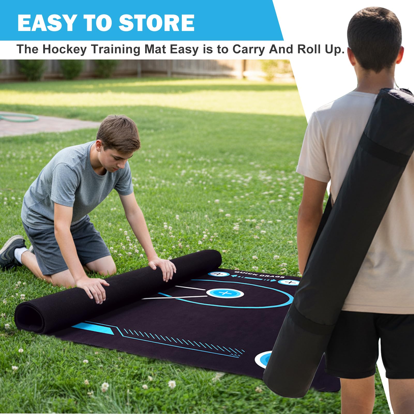 Field Hockey Training Mat (59 x 35.4IN), Non-Slip Field Hockey Training Equipment for All Ages, Ideal Gifts for Indoor and Outdoor Practicing with Carry Bag