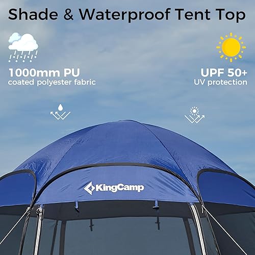 Miniatura 6 de KingCamp Tienda de campaña con pantalla desplegable, tienda de campaña para 4-6 personas, 10 x 10 pies, portátil, con sombrilla desmontable para