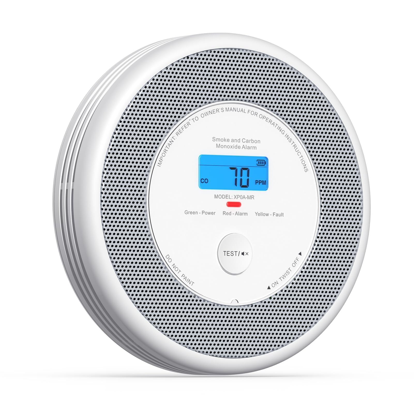 X-Sense XP0A-MR Détecteur de fumée et de monoxyde de carbone combiné avec alarme vocale 30 mm d'épaisseur sans station de base